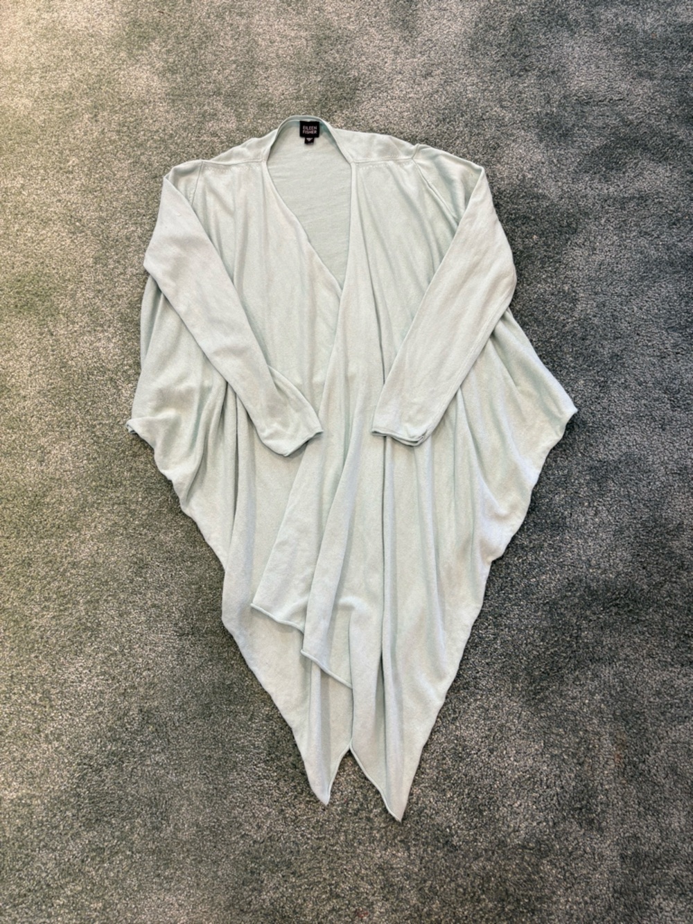 Eileen Fisher Pale Mint Open-Front Waterfall Cardigan